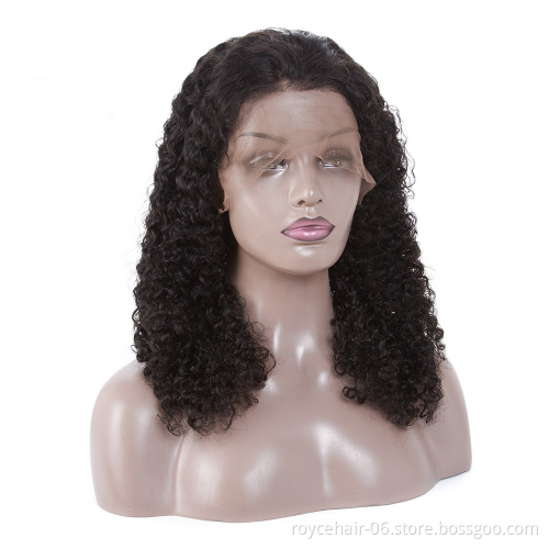 Royce Peruvian Hair Kinky Curly Full Lace Human Hair Wigs with Baby Hair Natural Color for Black Women